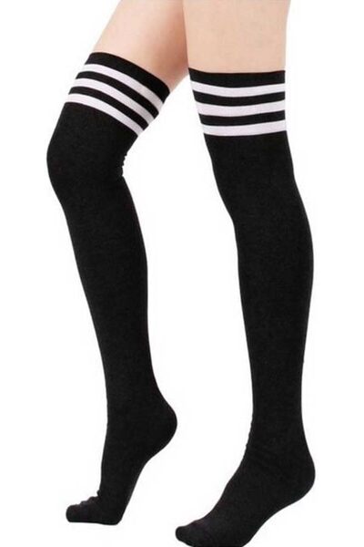 Generic Womens Stripes Thin Tube Socks Thigh High Tights Over Knee Socks Casu...