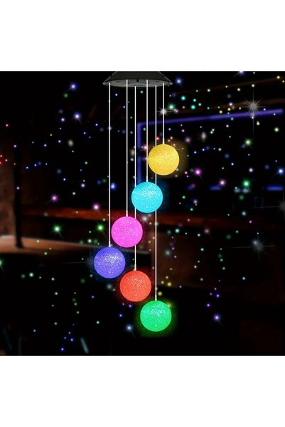 Choice 6LED Ball 1pc Solar Rice Grain White Ball/Heart Wind Chime Light Outdo...