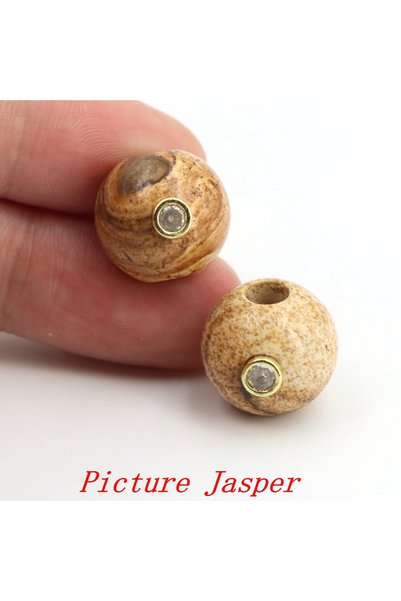 Choice 1 pcs (16mm) Picture Jasper 16mm Natural Stone Healing Crystal Large H...