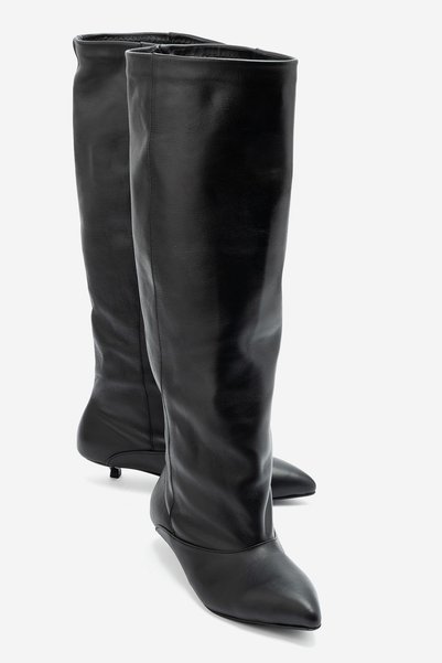 LuviShoes GLENDA Black Genuine Leather Women's Short-Heeled Boots