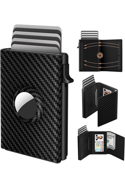 Generic Mens Smart Wallet Card Holder for AirTag - Leather Secure Holder for ...