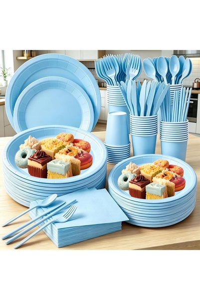 Generic 200 Pcs Disposable Paper Plates and Napkins,25 Guest Party Supplies D...