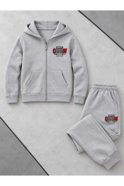armicem Set Armikids unisex jachetă cu glugă, cu fermoar și detaliu cu imprim...