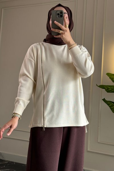 Suede Style 44440 - كنزة طويلة أنيقة ومريحة، مصنوعة من مزيج من اللباد والبولي...
