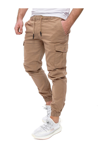 BROCARD Pantaloni jogger pentru bărbați, cu buzunare cargo, 97% bumbac, cu el...