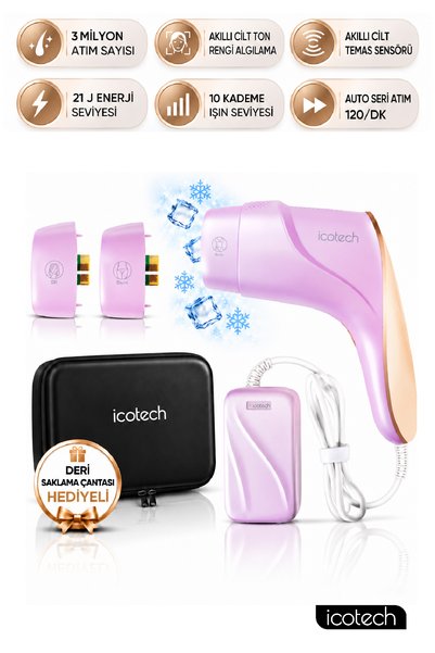 icotech HR80 Ultra Pembe Buz Başlıklı Cilt Ten ve Temas Sensörlü 3 Milyon Seri Atım Kapasiteli 10 Enerji Seviyeli Lazer Ipl Epilasyon Cihazı