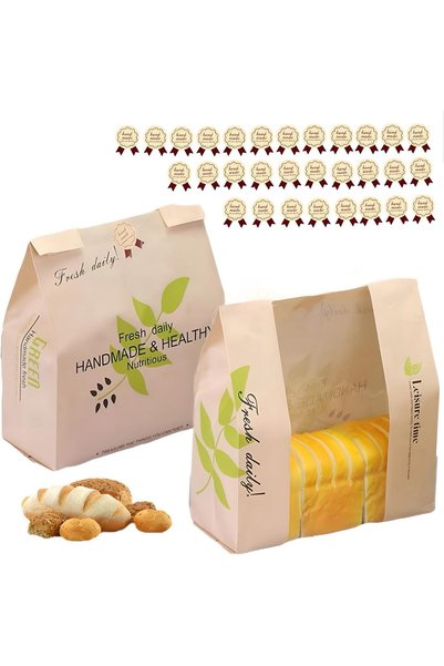 Generic 30-Pack Paper Bread Bags with Transparent Window, Ideal for Homemade ...