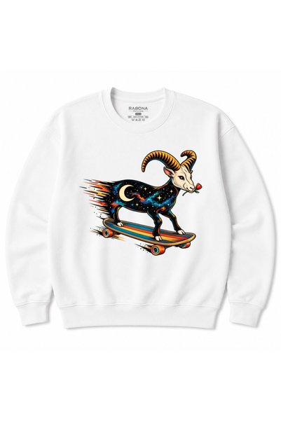 Rabona Fashion Cosmic Goat Rider – Φούτερ με σχέδιο κατσίκας που κάνει σκέιτ ...