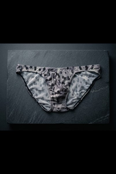 darkzone Chiloți slip din tul transparent cu imprimeu leopard pentru bărbați