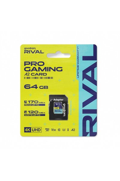 Goodram Card de memorie microSD 64GB Rival UHS-I V30 U3 C10 A2 170/120MBs