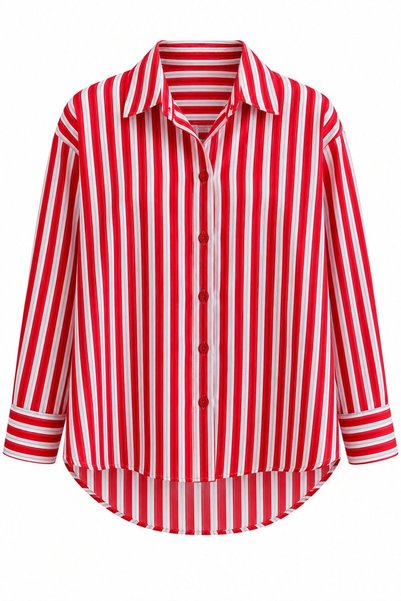 Laluvia Red and White Striped Shirt - 3321