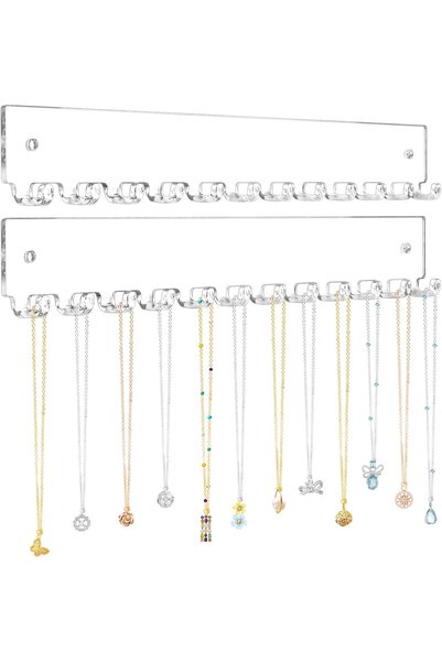Generic 2 Pack Acrylic Necklace Holder Wall Mounted, Clear Jewelry Organizer ...