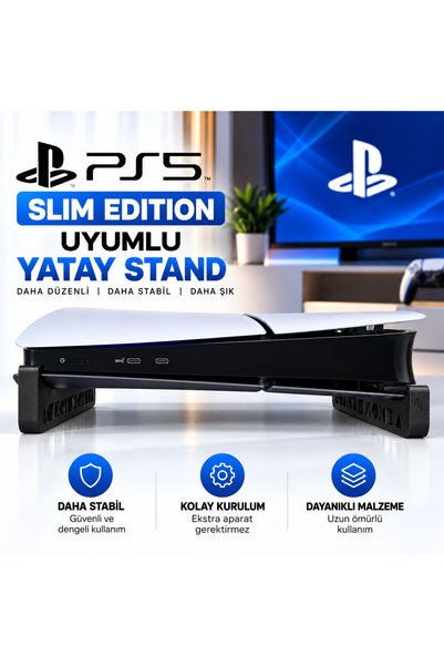PS5 Slim Edition Uyumlu Yatay Stand – SİYAH