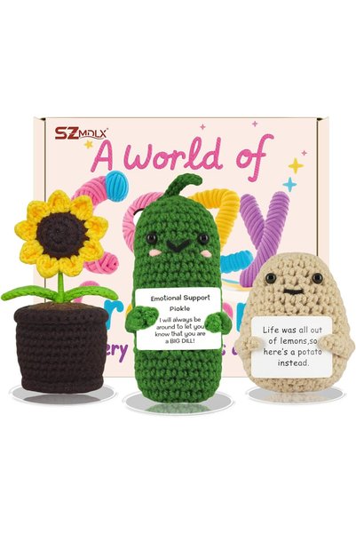 Generic 3Pcs Positive Crochet Potato Set - Emotional Support Pickle & Sunflow...