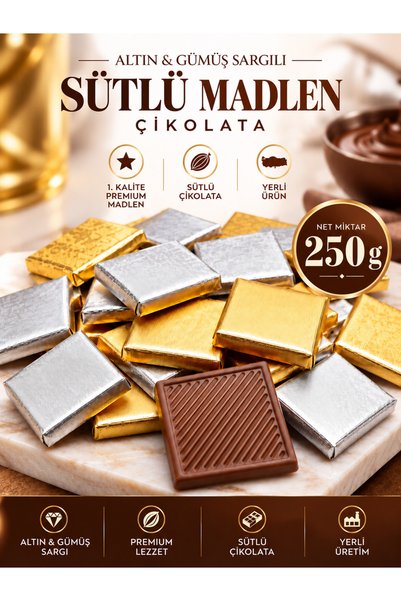 MUVI CHOCO ALTIN & GÜMÜŞ SARGILI SÜTLÜ MADLEN ÇİKOLATA 250 G
