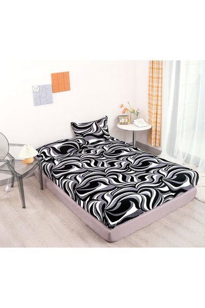 Talis Cearsaf de pat Cocolino cu elastic si 2 fete de perna Black Illusion 18...