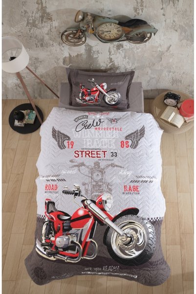 Talis Linen and Blanket 1 Person, for children, Street King Grey (100% Cotton )