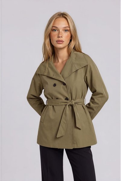 Reji Mock Neck Tied Trench Coat