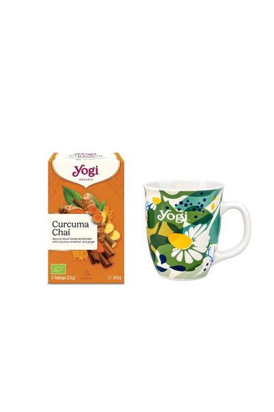 Yogi Tea Pachet Ceai bio cu Turmeric (curcuma), 17 pliculete 34g si Cana de p...