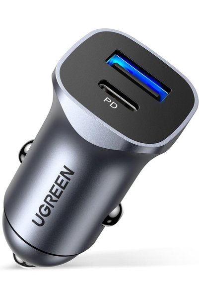 Generic شاحن سيارة سريع الشحن بقوة 24 واط بمنفذين، USB A + USB C محول طاقة لل...