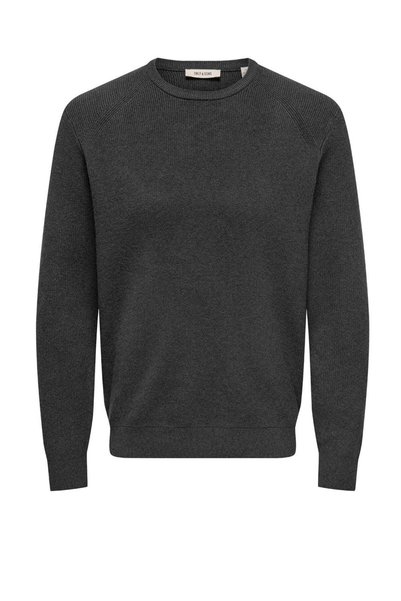 Only & Sons Onsalfi Reg LS Crew Knit Camp Pulover pentru bărbați, gri închis ...