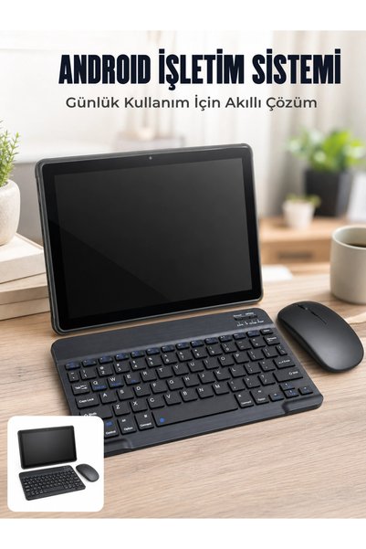 plentiful Mey İthalat PlentifulAndroid Tablet Bluetooth Klavye Mouse Seti SIM Kart Girişi Kablosuz Bağlantı ve Günlük Kullanıma Uygun