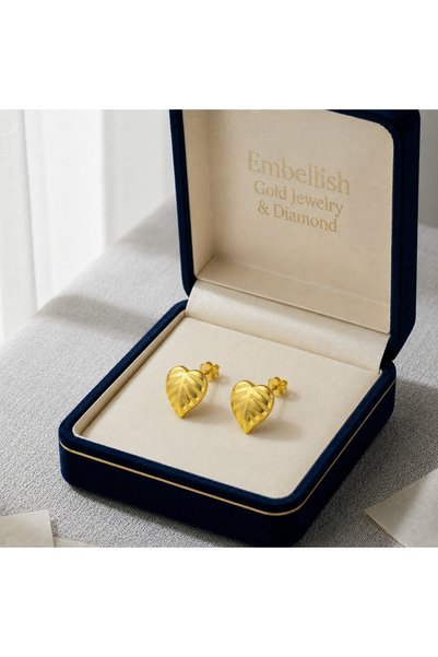 Goldbrand 18K Real Saudi Gold Leaf Screw Earrings 037