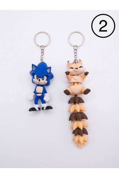 Alivascarf 3D Keychains with Moving Figures—High-Quality Product, Set of 2