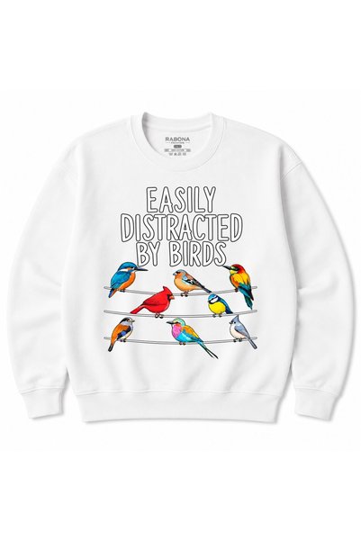 Rabona Fashion Easily Distracted by Birds – Φούτερ με θέμα τα πολύχρωμα πουλι...