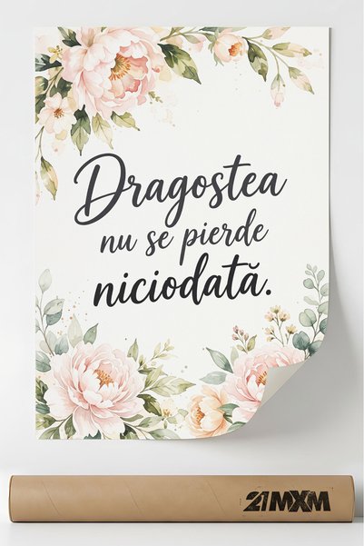21mxm Poster Crestin cu Mesaj despre Dragoste - "Dragostea nu se Pierde Nicio...