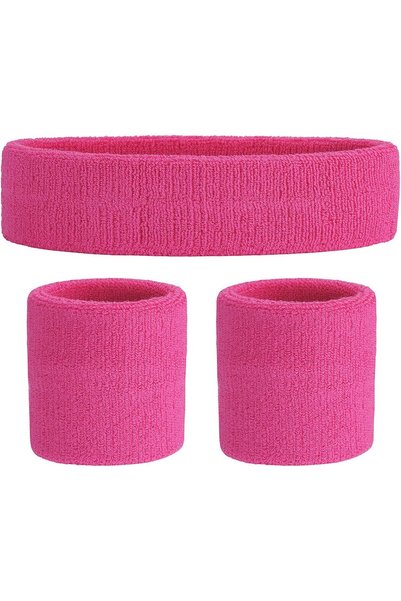 Generic Sweatband Set Sports Headband Wristband Set, Terry Cloth Athletic Swe...