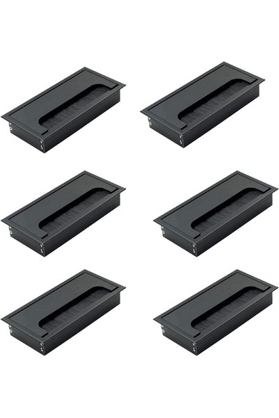 Generic Desk Cable Hole Cover, 6 Pack Black Plastic Rectangle Cable, ABS Plas...