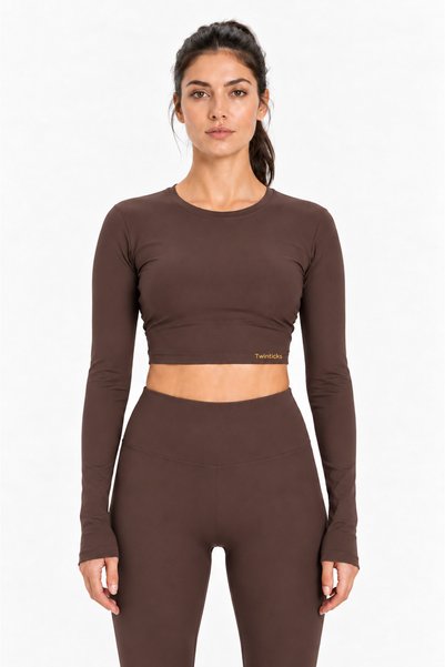 TWINTICKS Long-Sleeve Cropped Top and High-Waisted Leggings Set—3 Colors