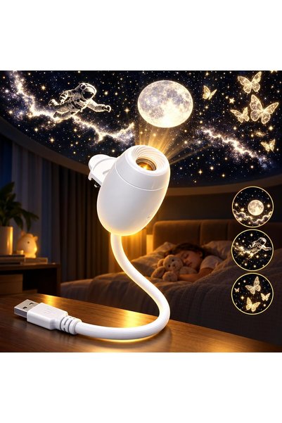 Generic جهاز عرض ضوئي للنجوم والفضاء 2 في 1، مصباح ليلي LED يعمل بـUSB مع 12 ...