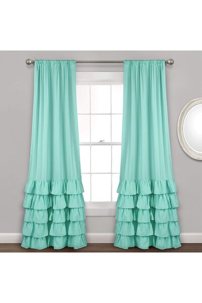 Generic Allison Ruffle Curtains Window Panel Drapes Set for Living, Dining Ro...