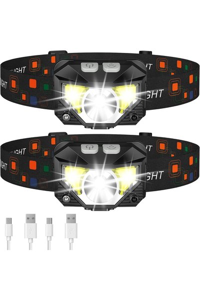 Generic Headlamp Flashlight, 1200 Lumen Ultra-Light Bright LED Rechargeable H...