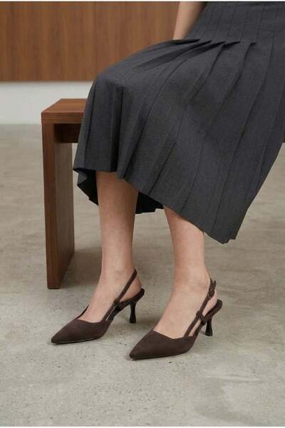 ShoeTek Wiev Women's Heeled Shoes, Stiletto Heels, Side Straps, Brown Satin