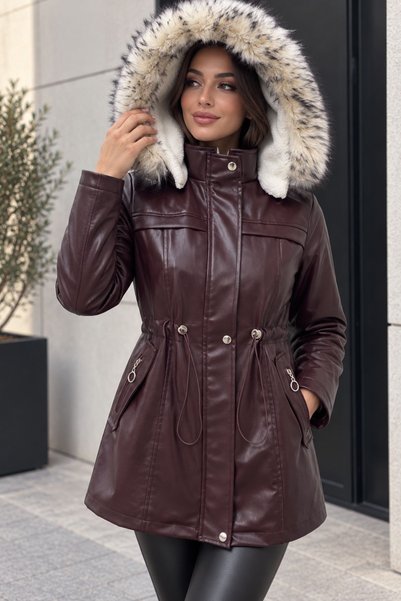 HİRAMİR Deri İçi Kürklü Kapüşonlu Mont KS2508
