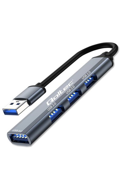 Qoltec Adaptor HUB USB 3.0 4 în 1, USB 3.0, 3x USB 2