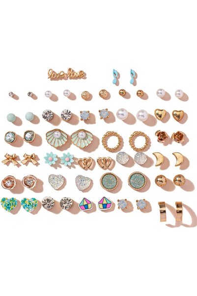 Generic Latest pairs Earrings Combo Set Crystal Pearl Stud Earrings for Women