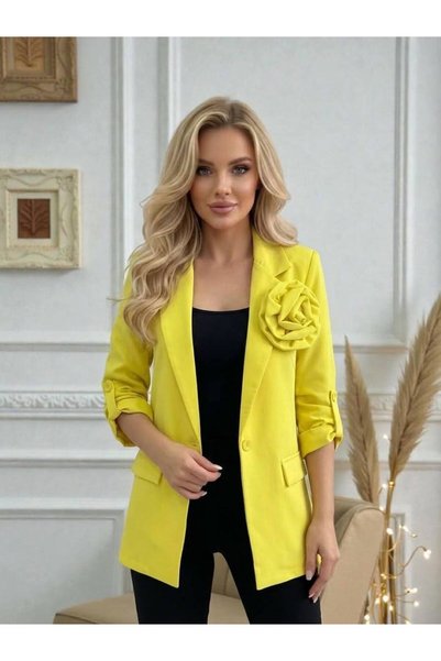 GLAMSI Sacou Ioana cu floare decorativă detașabilă, închidere cu un nasture -...