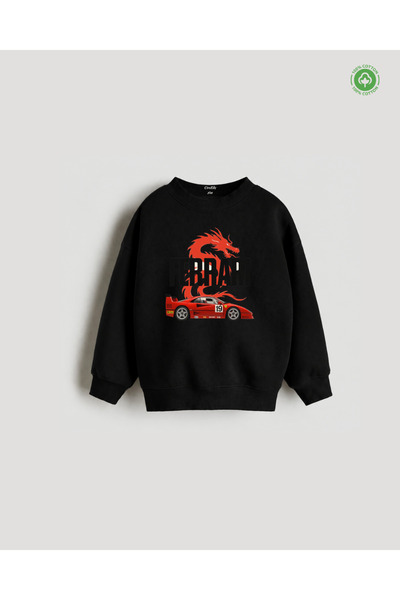 cirokids Ferrari-Printed Unisex Kids' Sweatshirt with Wool Lining, Ages 4–13
