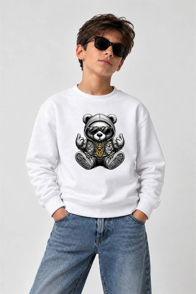 YUNAYT Printed Crew-Neck Sweatshirt for Boys