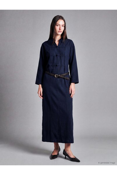 LC Waikiki Loose-Fit Dress with Chinese Buttons from Freezen Store