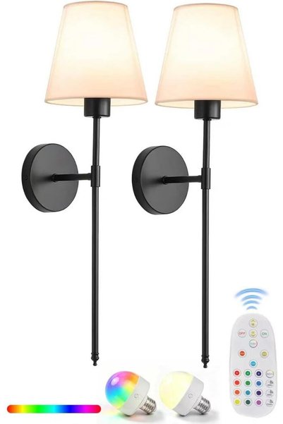 Generic Battery Operated Wall Sconce Set of 2,Rechargeable Wall Lights with D...