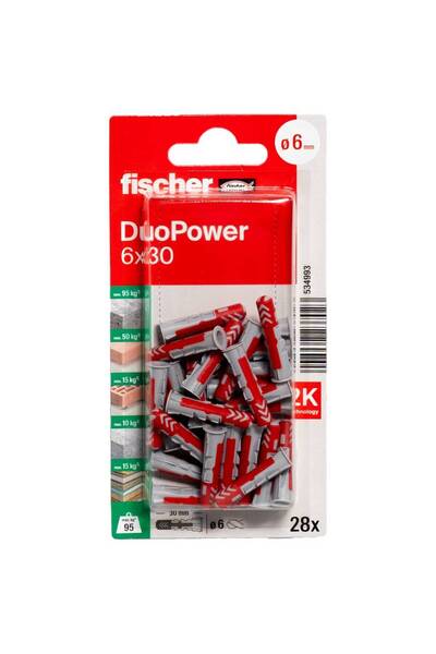 Fischer 534993 DuoPower 6 x 30 K NV Duopower dop 30 mm 6 mm 1 set 534993