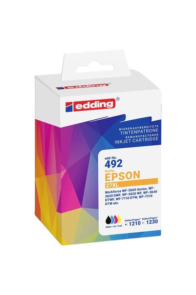 Edding Cartuș de cerneală înlocuit Epson T27XL Multipack 4 Set compatibil B 1...