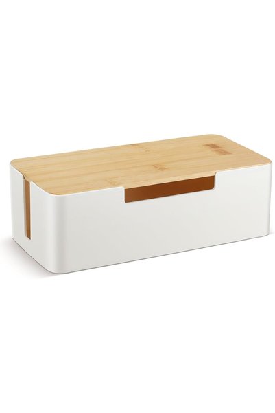 Generic Cord Management Cable Organizer Box with Bamboo Lid, Cable Storage Bo...
