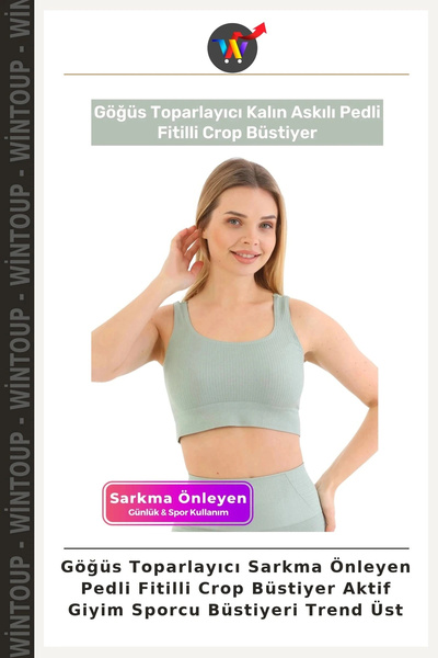 Wintoup Bustieră crop cu pernițe și cordon, cu efect modelator și previne lăs...