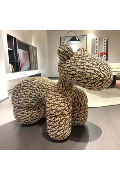 Generic Bear Shaped Ottoman Stool, Plush Padded Animal Footrest Seat with Pri...